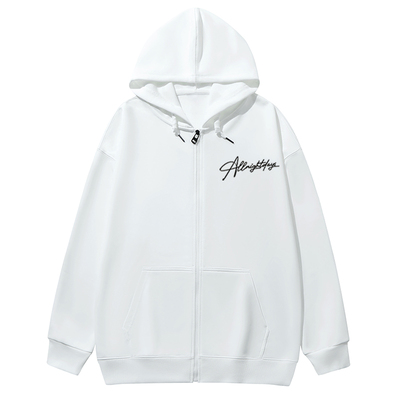 重磅纯棉开衫拉链连帽卫衣男款简约字母情侣加绒外套春秋冬上衣潮