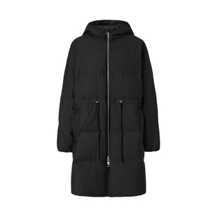 IMM尹默女装冬季黑色抽绳收腰松弛感90白鹅绒中长款保暖羽绒服