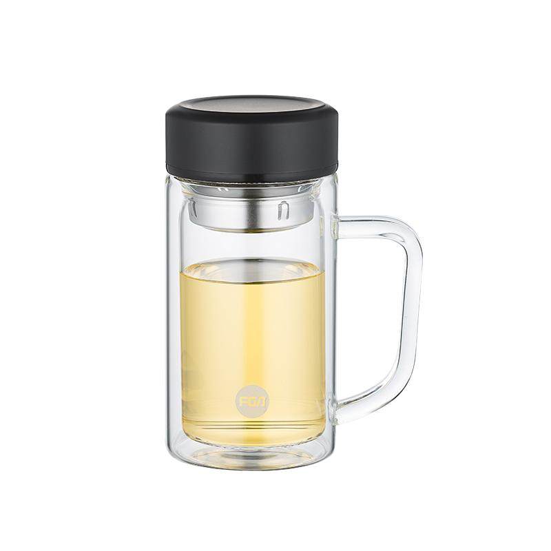 富光双层玻璃杯带把手高硼硅水杯