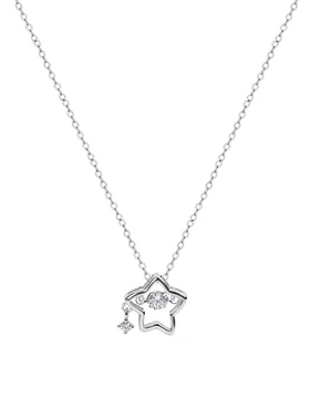 星星吊坠纯银项链锁骨链