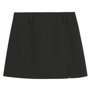 omont蛋挞家 复古小开叉半身裙女夏季新款高腰修身显瘦短裙子