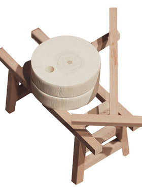 zakka石磨盘木制微缩农具工艺品