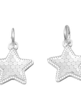 S925纯银5G黄金色五角星方形挂坠