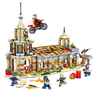 绝地吃鸡求生积木模拟场景拼装玩具和平男孩子战场益智精英拼图