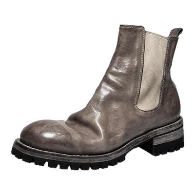 水洗马皮厚底切尔西靴