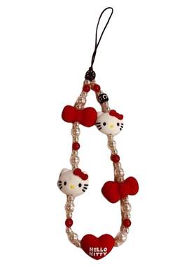CASE新款KT猫HelloKitty手机链串珠链条饰品挂绳女可爱卡通凯蒂猫