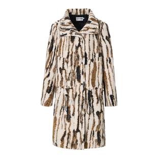 【万妮达同款】LEDIM WANG动物纹毛感中长款外套女慵懒风条纹冬季