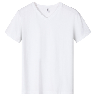 v领t恤男白色短袖纯色棉修身男士秋冬内搭打底衫长袖男装半袖上衣