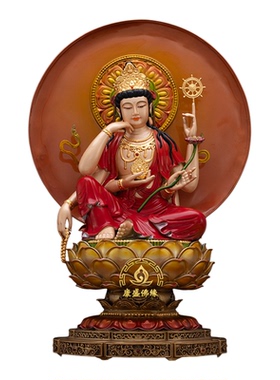 如意轮观音鎏金纯铜神像供奉摆件