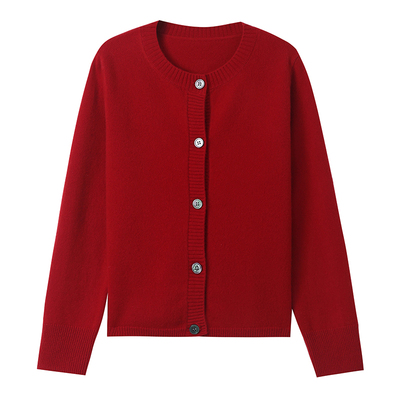 恒源祥纯羊毛2025新款针织开衫女