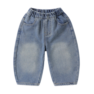 右欧儿童弯刀牛仔裤男童休闲长裤2026新款春秋童装裤子小童春装裤