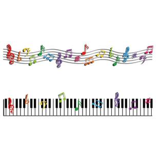 音乐培训班补习音符静电无胶腰线玻璃门贴纸装饰钢琴键盘橱窗花