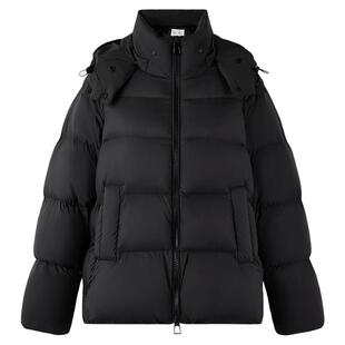 【90白鸭绒】秋水伊人加厚黑色羽绒服女2025冬新款连帽面包服外套