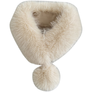 复古文艺仿狐狸毛毛领冬季保暖配大衣围巾高级感护颈围脖假领配饰