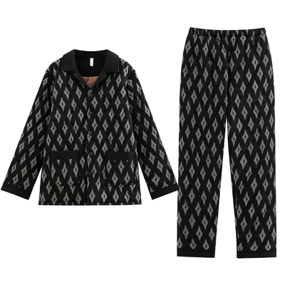 芬腾睡衣男士冬季三层加厚加绒