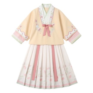 女童春秋季儿童明制汉服三件套2025新款小女孩古风唐装宽松易穿版