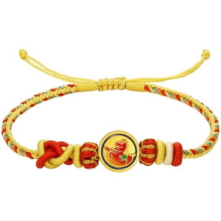 周六福黄金5d硬金手绳女编绳生肖马系列红火唐马手饰定价新年礼物