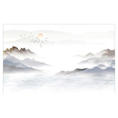 2023新款山水水墨电视背景墙壁画