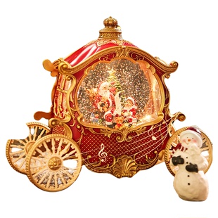 圣诞节马车老人音乐盒水晶球飘雪儿童生日礼物女友礼品八音盒玩具