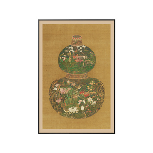 中古风葫芦福禄装饰画南洋复古风客厅玄关书房茶室墙壁画单幅挂画