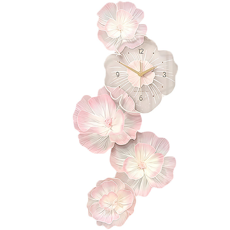 牡丹花入户玄关钟表客厅装饰画