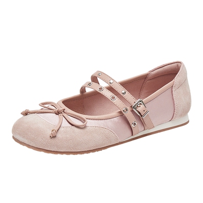 思加图正品银色甜美玛丽珍小皮鞋芭蕾舞鞋单鞋S9568AQ5