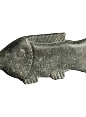 中式复古仿玉石石雕鱼形装饰摆件