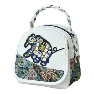 新款民族风多功能三用双肩背包女流行大象图案亮片单肩斜挎手提包