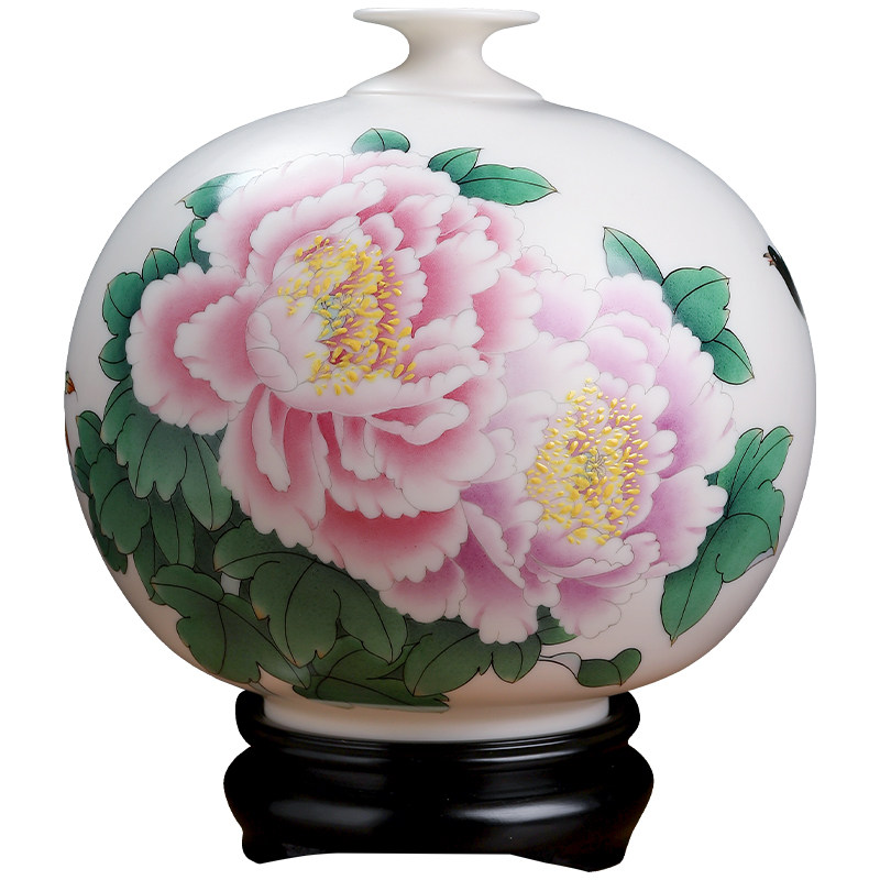羊脂玉瓷手绘花瓶乔迁礼品