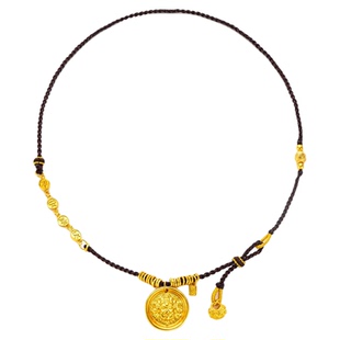 新中式国风复古金币串珠项链女轻奢百搭编绳毛衣链饰品