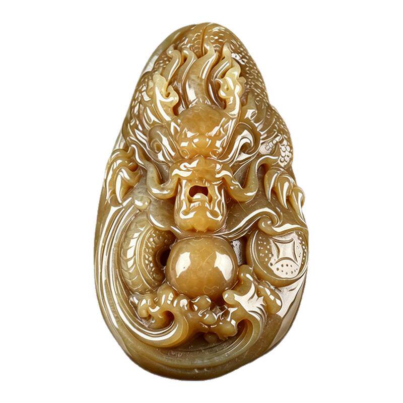欧说珠宝且末糖玉龙牌吊坠保真