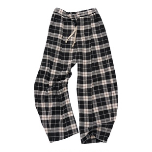 REFOUND TEN 设计师品牌25秋冬新品格纹弯刀抽绳裤SOLSOL买手店