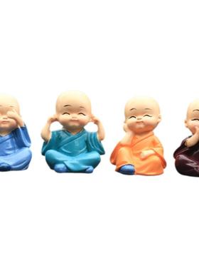 热销树脂四不小和尚禅意小沙弥汽车饰品摆件花盆摆设创意实用礼品