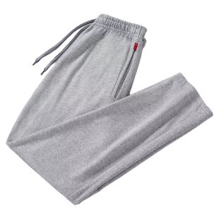 男士纯棉裤子春秋季直筒宽松透气休闲卫裤秋冬加绒运动裤男款长裤