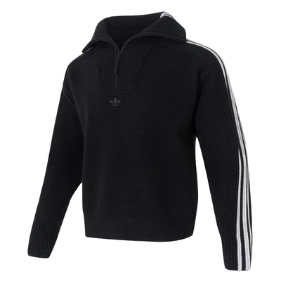阿迪达斯男女休闲宽松半拉链毛衣
