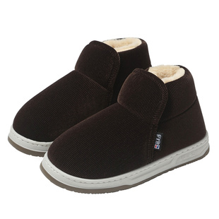 棉鞋女冬季男包跟老人加绒保暖鞋中老年人家居防滑厚底棉拖鞋外穿