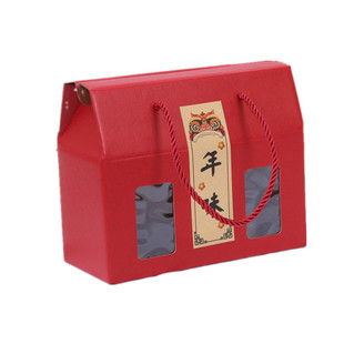 现货定制蜂蜜包装盒柠檬膏牛肉酱六棱玻璃瓶开窗红色年货辣椒酱盒