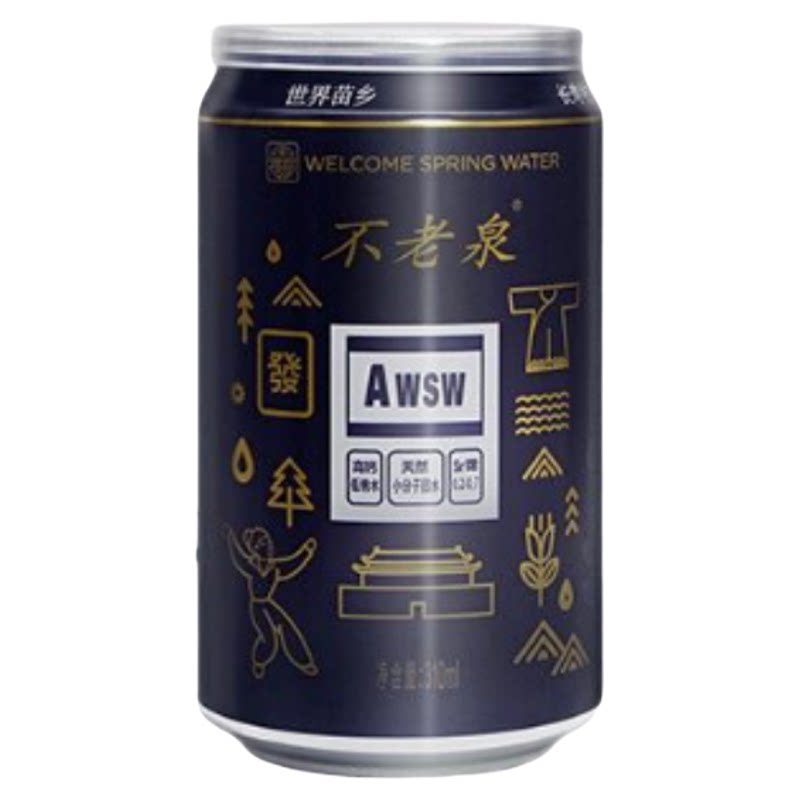 【12瓶整箱】不老泉太极水富锶天然高端弱碱矿泉水泡茶310ml*12罐