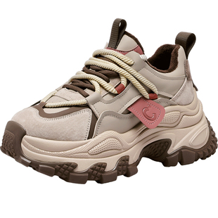 千百度女鞋冬季新款加绒老爹鞋女款棉鞋厚底百搭休闲鞋子运动鞋女