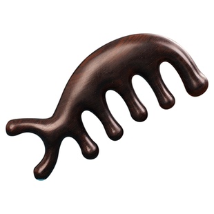 天然紫光檀头皮按摩梳头部疏通经络梳子女黑檀木五齿刮痧筋络头疗