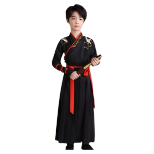。男童汉服夏儿童少爷服古装唐装武侠女小学生中国风国学朗诵演出