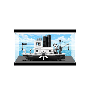 适用乐高21317迪士尼威利号汽船米奇蒸汽船亚克力展示透明防尘盒