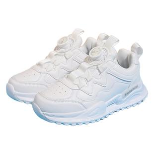 回力2025春夏新款男女童纯白校鞋学生防滑耐磨超轻跑步鞋皮面运动