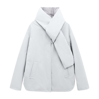 Basic House/百家好冬季新款纯色简约围脖设计气质感保暖羽绒服女