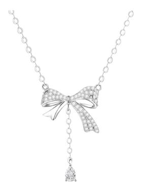 FANC范家灵动蝴蝶结满钻镶嵌锆石吊坠镂空设计感甜美锁骨链项链女