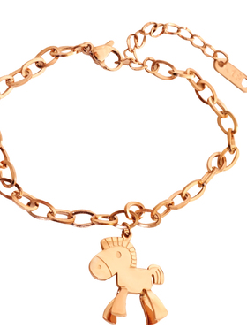 马年卡通小马钛钢手链女本命年