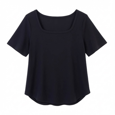 2026夏季新款莱赛尔天丝短袖T恤女宽松显瘦百搭纯色大方领上衣
