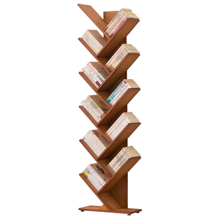 树形书架落地卧室置物架客厅柜子简易收纳书架家用多层创意窄书柜