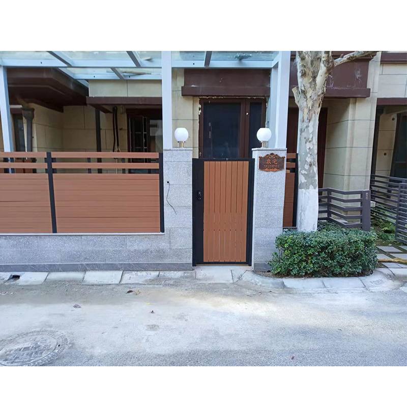 塑木庭院门不锈钢户外户外别墅大门简约花园围栏门现代乡村院子门