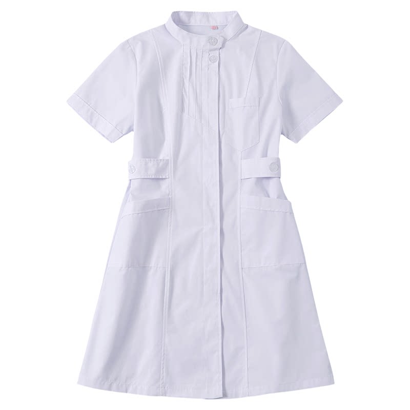 白大褂护士服女短袖夏立领分体套装医院口腔实验室工作服左偏捏折